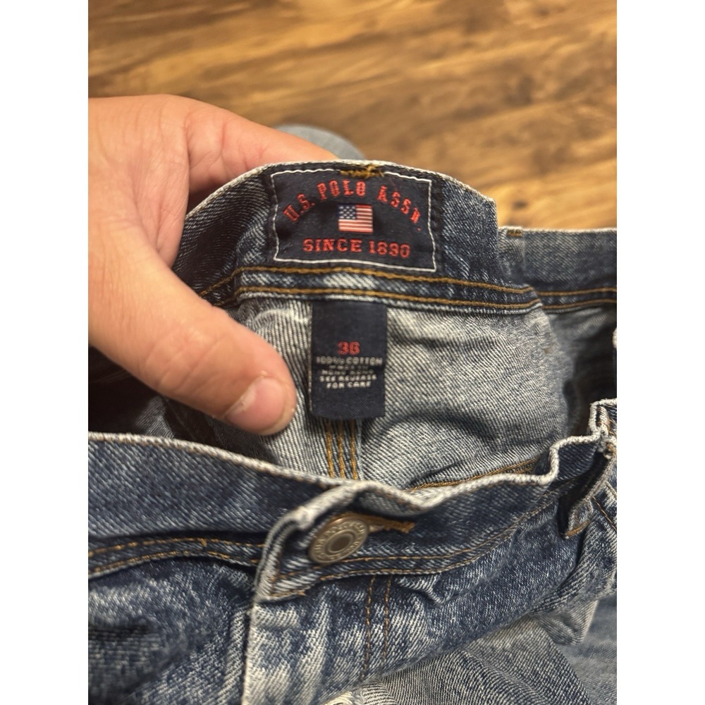 VINTAGE US Polo ASSN Jorts Mens 36 Blue Baggy Carpenter Skater Rap Hip Hop USPA - Picture 4 of 4